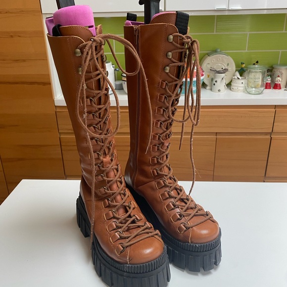 L'INTERVALLE Shoes - L’intervalle Tall Lace Up LeatherTan Boots sz38